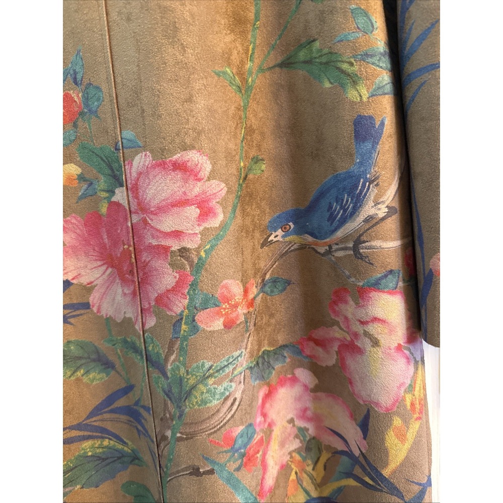 John Mark Women's Sz Small Statement Blazer Floral Birds Print Brown Oversized - Picture 8 of 14